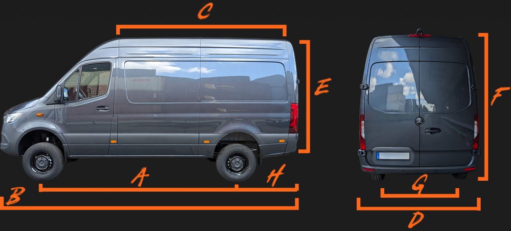 Mercedes Sprinter dimensions Vehicle dimension sheet from 2018