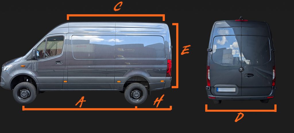 Mercedes Sprinter Maße Fahrzeug Maßblatt bis 2018